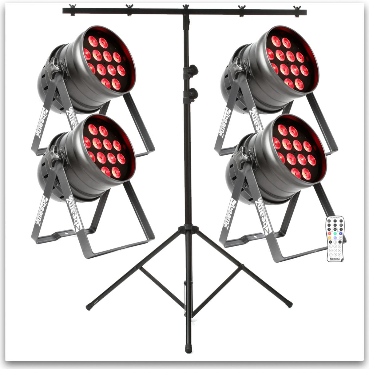 Pack de 4 Projecteurs LED Par 64 12x LEDs 12 W 4-en-1